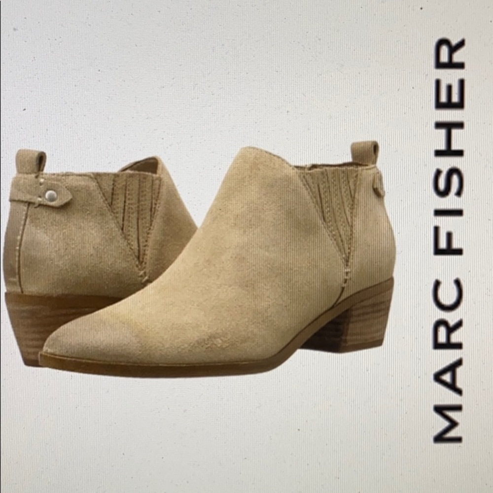 Marc Fisher camel Swede Western Style Booties
